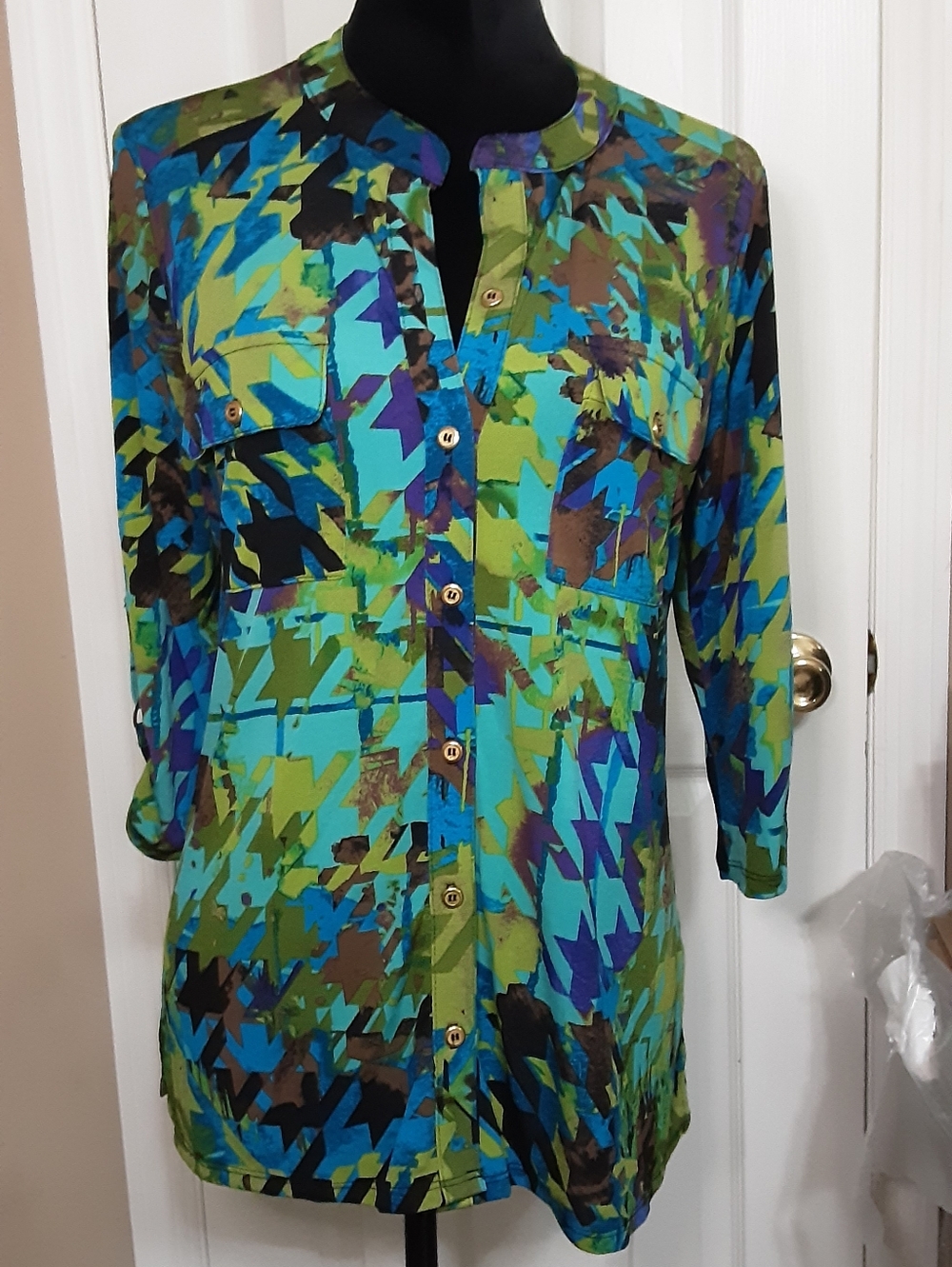 Kim Kim Rogers Colorful Button Down Shirt
